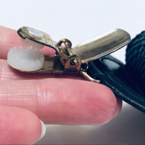 VINTAGE CAS West Germany Dapper brass clip adjustable dress suspenders Navy - Picture 5 of 8